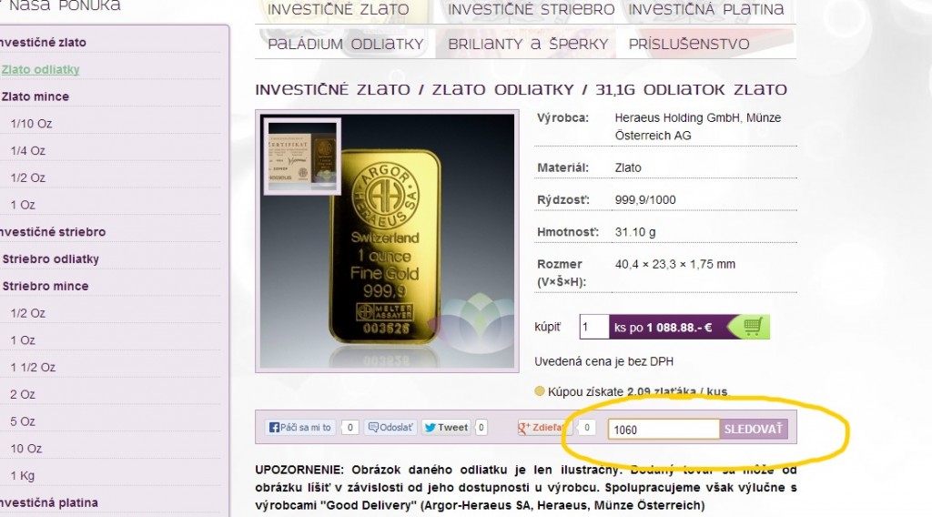 Sledovanie ceny zlata_zlatestriebro.sk